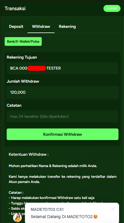 Lakukan penarikan saldo